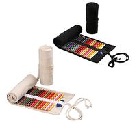 FLOTRUTE 2Pcs Estuches para Lápices de Lona 36 Agujeros Estuche Enrollable para Lápices Portalápices de Lona Soporte de Rollo de Lápiz de Color Bolsa de Almacenamiento para Artista Escuela Oficina