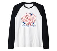 Flourish Daily Grow with Grace Shine Purpose Vibrant Floral Camiseta Manga Raglan