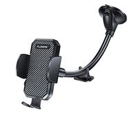 FLOVEME Soporte para teléfono de coche, soporte para parabrisas para coche [mejorado] cuello de cisne con fuerte ventosa estabilizador, compatible con iPhone, Samsung, Sony, LG y más