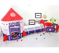 Floving 3 en 1 Kids Play Tienda Tunel de rastreo y Bola Hoyo Tienda de Playhouse Infantil con aro de Baloncesto, para Uso Interior y Exterior con Estuche portátil. (Rojo) (Azul Oscuro)