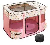 Floving Cerca portátil para Mascotas de 90 x 70 x 60 cm, Plegable, Rectangular, Sala de partos, Nido de Gato, cabaña para Gatos, casa para Cachorros, casa Cerrada para Mascotas (Rosa)