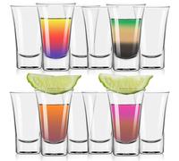 FLOW Barware Juego de 12 vasos de chupito transparentes de 50 ml con base pesada, juego de vasos de chupito para vodka, whisky, tequila. Apilables
