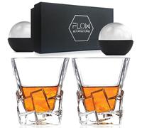 FLOW Barware Juego de 2 vasos de whisky Iceberg, juego de regalo de vasos de whisky para whisky escocés, Bourbon Gin & Tonic by