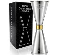 FLOW Barware - Misurino per alcolici a cono, Jigger 10 in 1 | Misurino per shot da 25 ml / 50 ml con misure interne per cocktail, whisky, misuratore di alcol | Misurini per bevande alcoliche