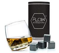 FLOW Barware Rocking Whiskey Glass & Whisky Stones Set - A Unique and Cool Bar Gift Set For Any Liquor Lover