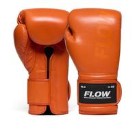 Flow Challenge Guantes de Boxeo de Cuero Genuino, Sparring y Entrenamiento, Muay Thai, Kickboxing, MMA, Artes Marciales, Hombres y Mujeres - Naranja - 14oz