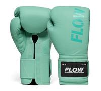 Flow Challenge Guantes de Boxeo de Cuero Genuino, Sparring y Entrenamiento, Muay Thai, Kickboxing, MMA, Artes Marciales, Hombres y Mujeres - Verde Claro - 14oz