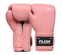 Flow Challenge Guantes de Boxeo de Cuero Genuino, Sparring y Entrenamiento, Muay Thai, Kickboxing, MMA, Artes Marciales, Hombres y Mujeres - Rosa - 14oz
