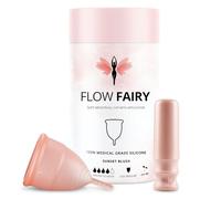 Flow Fairy Copa menstrual y aplicador, copa menstrual reutilizable, hecha para una protección cómoda y sin fugas hasta 12 horas, sin BPA ni látex, incluye copa y aplicador de copa menstrual (pequeño)