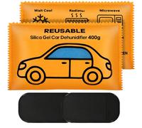 Flow fire 2 paquetes de 400 g reutilizables bolsas deshumidificadoras para coche, gel de sílice, absorción de humedad con almohadilla antideslizante, bolsas de condensación para casa, ventanas