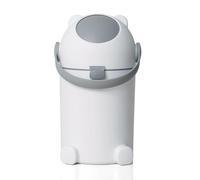 FLOWCASA Cubo de pañales con protección contra olores, 12 l, manejo con una sola mano, bolsa universal, diseño de oso n2, color blanco y gris