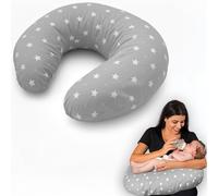 Flowen Cojín Lactancia Bebé y Almohada Embarazada Idea Regalo para Nuevas Mamás con Funda de 100% Algodón Almohada Multifuncional para Apoyo Espalda y Relleno Suave Accesorio de Maternidad