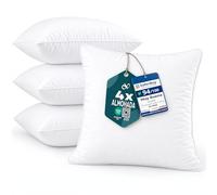 Flowen Cojines Sofa 40x40 Almohadones 4 Unidades Decorativos Relleno Cojin Hipoalergénico Antiácaros y Suave Cuadrado con Funda Exterior Almohada Respirable en Microfibra Blanca Extraíble y Lavable