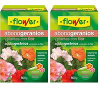 Flower - Abono Soluble Concentrado para Geranios y Plantas con Flor | Especial Floración | Fácil de Usar | 800 gr, 16x5.5x23.5 cm, Abono sólido (Paquete de 2)