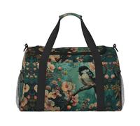 Flower And Bird Art - Bolsa de viaje plegable para escapadas de fin de semana, viajes espontáneos, color negro, talla única, Negro, One Size