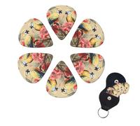 Flower and Bird Art - Juego de 6 púas de celuloide de diferentes grosores con soporte para púas de guitarra, púas de guitarra personalizadas para guitarra acústica, guitarra eléctrica, bajo, ukelele