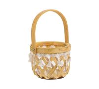Flower Basket Woven Planter Handwoven Plant Pot Farmhouse Style Indoor Decoration Beige 15X11.5CM Flower Storage 1Set