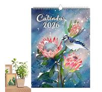 Flower & Bird Wall Calendar 2026 - 12-Month Nature Lovers Organizer, Paper Build, 11.22x8.27in Size, 150g Weight, Decorative Bird Year Calendar for Home Office Apartment Bedroom Living Room Study