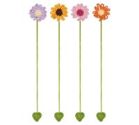 Flower Bookmark | 4 Pieces Flower Cute Crochet Decor,Book Lovers Accessories - for Kids Adults Teacher School Daily Offices Bathroom File Desk Home Birthday Festival