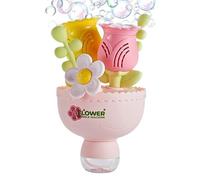 Flower Bouquet Bubble Machine for Kids, Interactive Battery Operated Toy, ABS Material, Bubble Solution and Colorful Lights, Outdoor Play Set for Backyard Garden Parties and Yard Games, 13.5x13.5x23cm