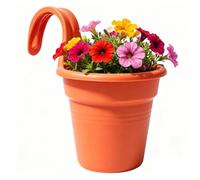 Flower Boxes For Railings | Semicircle Strawberry Holder Pots | with Drain Knob Railing Flower Boxes Outdoor | For Plants and Ideal F́or Garden House Sidewalk and Indoor Outdoor Decoration