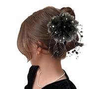 Flower Bud Hair Clip, Hawaiian Flower Hair Clip - Pin de garras de flores de capullo con barrita no deslizante con borlas de perlas - Aleta para aleta para cabello