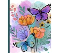 Flower & Butterfly Themed Writing Journal for Kids: Glossy Blue and Purple Butterfly & Blooming Flowers Cover | Wide-Ruled Notebook for Creative Expression and Imaginative Storytelling