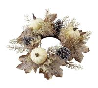 Flower Candle Ring - Silk + PP, 9.84x3.54in Candle Garland Ring Lifelike Autumn Design | Vibrant Thanksgiving Wreath Decorative Floral Candles Holder, Festive Table Centerpiece For Rooms, Parties