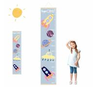 Flower Canvas Height Chart Ruler,Wall Ruler Measurement Chart Removable Hanging, Height Chart For Kids,Waterproof Measuring Board,Waterproof Measuring Board,Foldable (Spaceship)