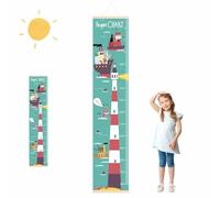 Flower Canvas Height Chart Ruler,Wall Ruler Measurement Chart Removable Hanging, Height Chart For Kids,Waterproof Measuring Board,Waterproof Measuring Board,Foldable (Lighthouse)
