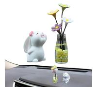 Flower Car Accessories, Small Bunny Dashboard Decorations, Portable Automobile Ornaments, Auto Interior Accessories for Travel, Daily Life, Fun and Cute Decoration, 1.18 inches