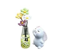 Flower Car Accessories, Small Bunny Dashboard Decorations, Portable Automobile Ornaments, Cute Auto Interior Accessories for Women, Girls, Travel, Daily Life, Aesthetic Car Décor