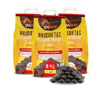FLOWER Carbon Vegetal Briquetas 100% Natural 9 kg | Carbón para Barbacoas, Parrilas Chimeneas | Brasas Rápidas en Menos 20 Minutos | Sin Aditivos Químicos Ni Minerales | Alto Poder Calorífico (9 KG)