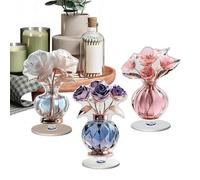 Flower Centerpiece Set - Acrylic 2D Rotating Display Vase, Faux Bouquet Decoration with 360 Degree Spin Base For Wedding Valentine Spring Dining Room Birthday Office Party Table Decor Accent