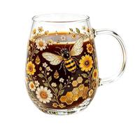 Flower Coffee Mug - 15.2 oz Vintage Botanical Glass Teacup | Decorative Art