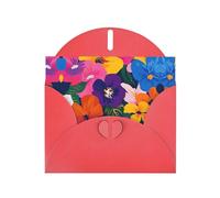 Flower Collection - Juego de tarjetas de felicitación impresas con interior en blanco, papel perla roja, tarjetas de cumpleaños, boda para invitaciones de fiesta