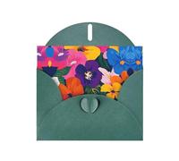 Flower Collection - Juego de tarjetas de felicitación impresas con interior en blanco, papel perla verde oscuro, tarjetas de cumpleaños, bodas para invitaciones de fiesta