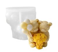 Flower Couple Bear Silicone Molds, Easy Release Candle Casting, Cute Crafting Accessory, Flexible Epoxy Resin Tool, Versatile Form for Clay Soap, Creative Decor for DIY Home Projects