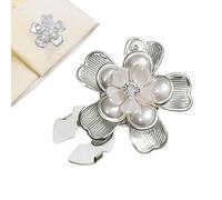 Flower Cufflinks - Elegant Pearl Clip On Shirt Cuff Link | Metal Flower Jewelry Accessory For Women | Detachable Alloy Button Cover For Business Wedding Party Tuxedo Dress Shirts | For Formal Clothing