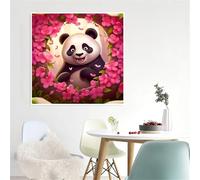 Flower Cute Panda Jigsaw Puzzle 35 Pieces 30x30cm/12x12inch, Difficult Jigsaw Puzzles for Adults 35, Beautiful Art Work, Great Festive Puzzle Gift for Men/Women