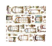 Flower Decorative Tape 60mmX2Meter Adhesive PET for Art Craft Scrapbooking Journaling Photo Album Picture Frame Decorative for Wrapping