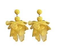 Flower Earrings - 9x5x2cm Bohemian Drop Earrings, Women's Stylish Yellow Petal Chiffon Tassel Earring, Summer Ethereal Flower Ear Rings Jewelry, For Wedding Party Office Holiday, riferimento alla