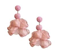 Flower Earrings - Bohemian Summer Drop Earrings Chiffon Petal Tassel Ear Jewelry Stylish Lightweight Earring For Women Girls Wedding Party Office Holiday Vacation