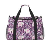 Flower-Elephant - Bolsa de viaje grande reutilizable, bolsa de compras para vacaciones, bolsa deportiva con correa cruzada ajustable, color negro, talla única
