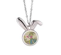 Flower en phaisant ukiyo-e japan - Collar con colgante de conejo, joyería de animal