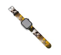 Flower Field - Correas de repuesto para reloj de perro Shih Tzu, correas de silicona deportivas compatibles con Apple Watch, 38mm/40mm, Acero inoxidable, Amatista