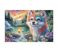 Flower Field Zorro Rojo Puzzles 1000 Piezas Maquetas 3D Construir Sin Pegamento Rompecabezas Educativo para Familia Desafío Intelectual Decoración Hogar 1000 PCS