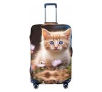 Flower - Fundas de equipaje de viaje para gatos de ojos azules, fundas elásticas para maletas de 18 a 32 pulgadas, Negro -, Mediano