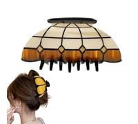 Flower Garden Hair Claw Clip,Vintage Stained Glass Lamp Hairs Claw for Women,Fashion Non Slip Hair Clip with Colorful Flower Pattern