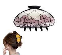 Flower Garden Hair Claw Clip,Vintage Stained Glass Lamp Hairs Claw for Women,Fashion Non Slip Hair Clip with Colorful Flower Pattern